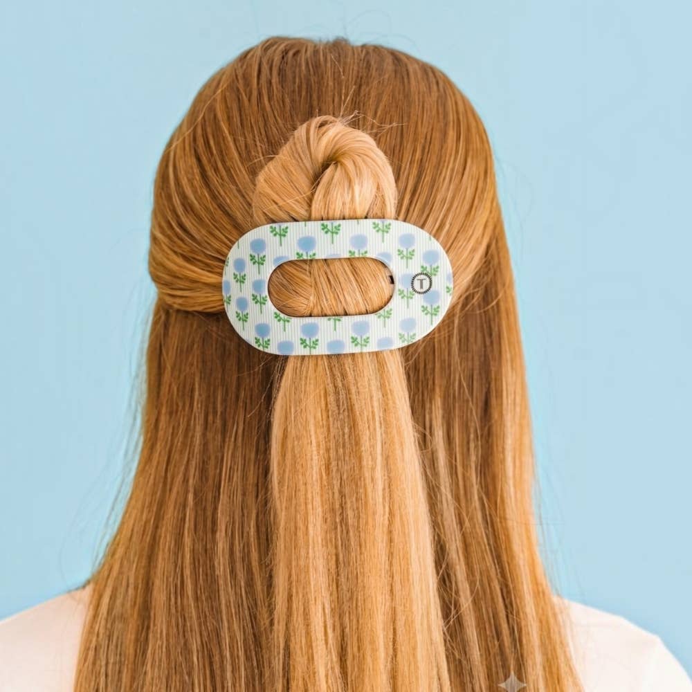 BLUE MARIGOLD LARGE FLAT ROUND HAIR CLIP