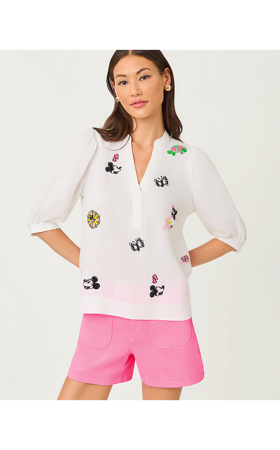 MIALEIGH EMBROIDERED LINEN TOP