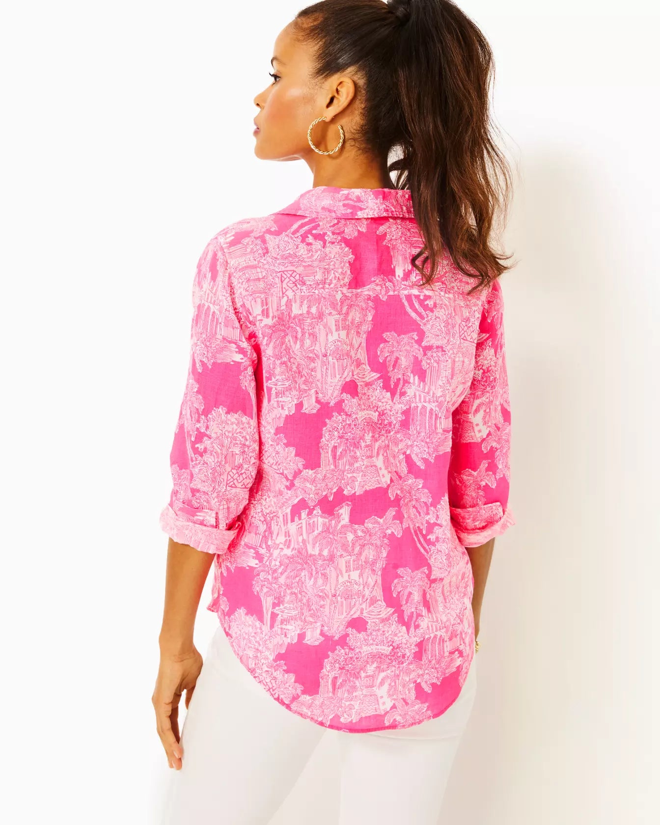 SEA VIEW BUTTON DOWN ROXIE PINK PB ANNIVERSARY TOILE