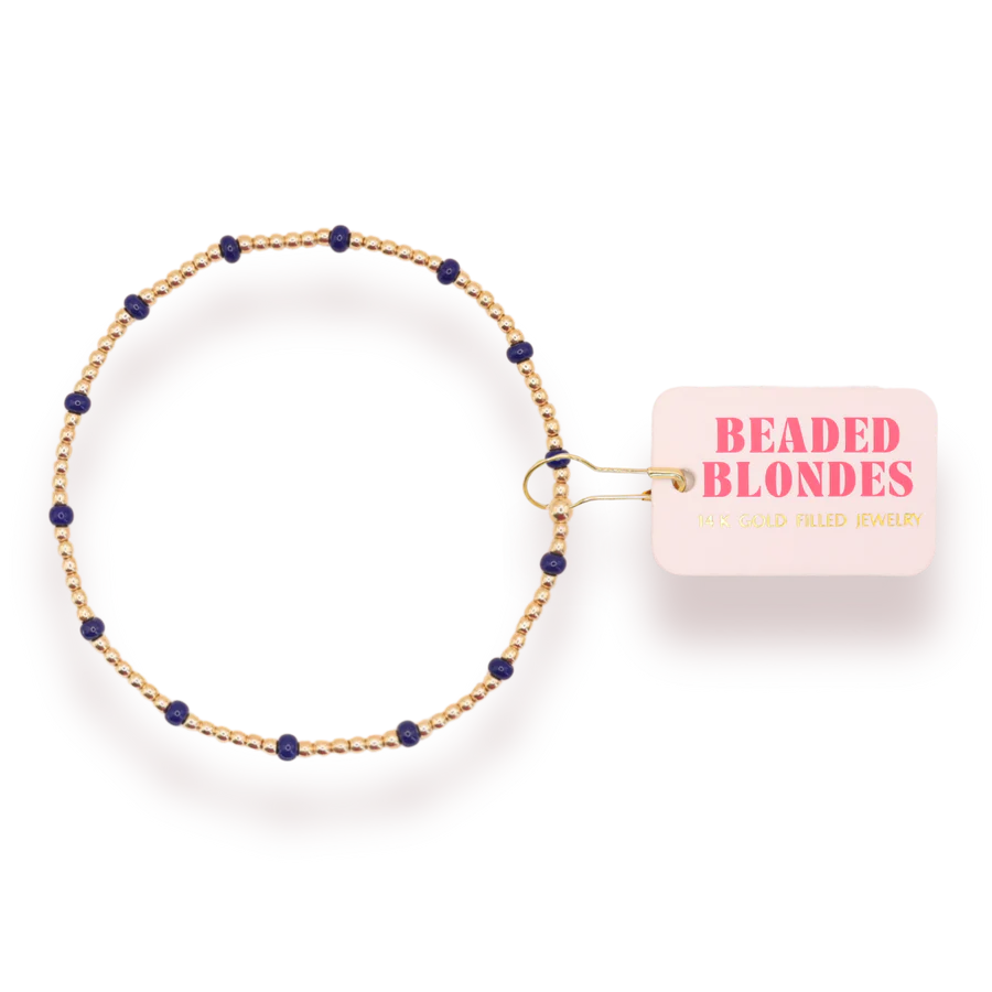 Navy Dainty Poppi Bracelet | Gold / Standard 6.75 inch