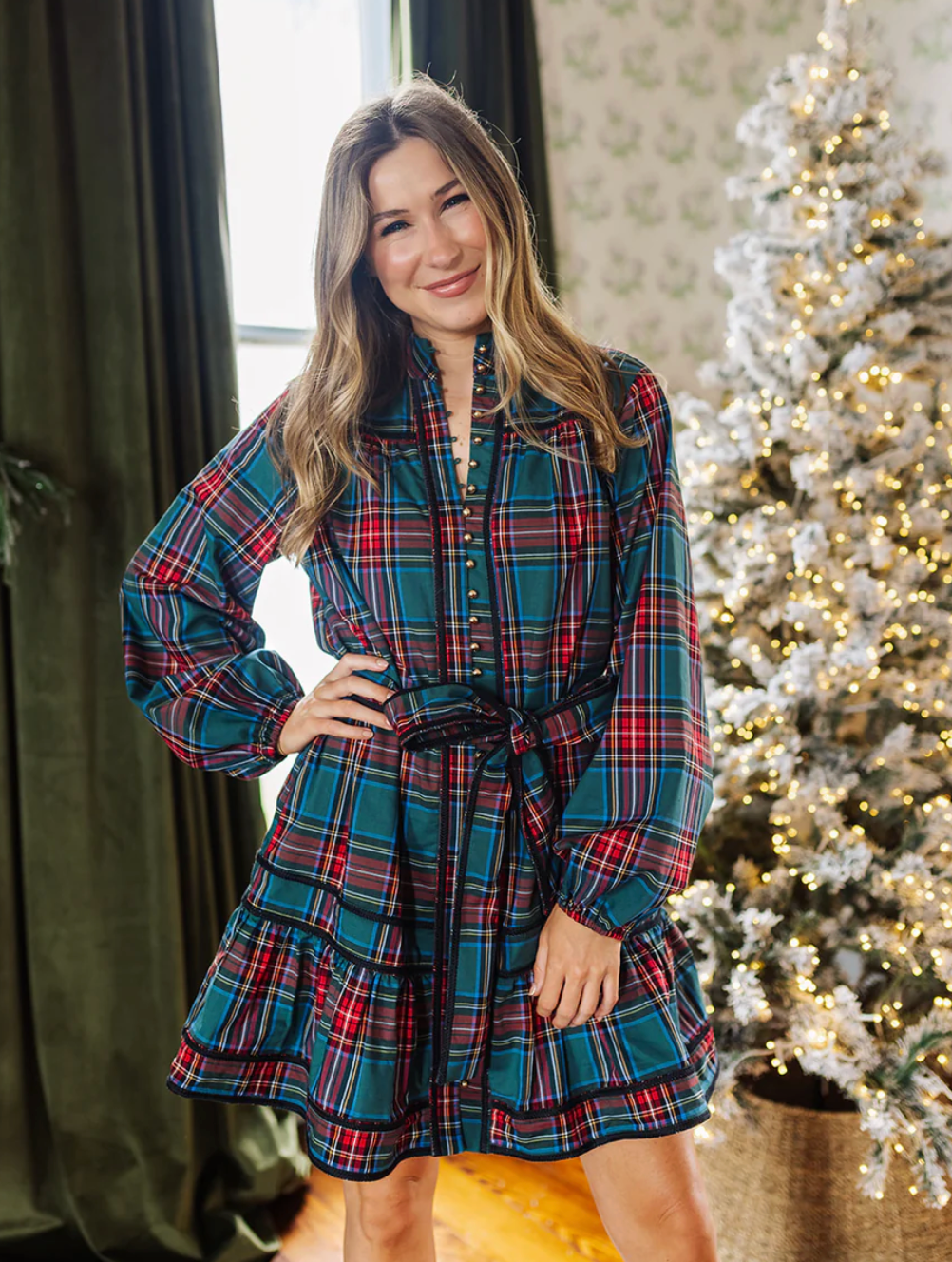 Zanna Long Sleeve Tie Dress