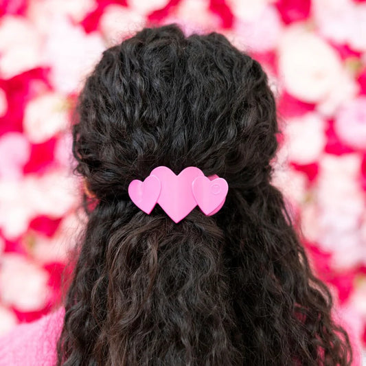 PINK HEART TO HEART SMALL FLAT HAIR CLIP
