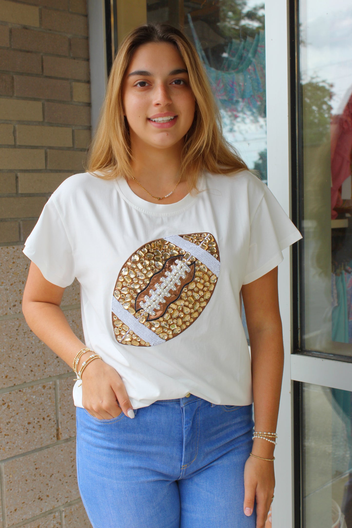 Jeweled Football Tee