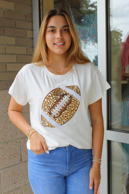 Jeweled Football Tee