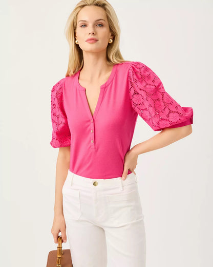 RONSON EYELET KNIT TOP