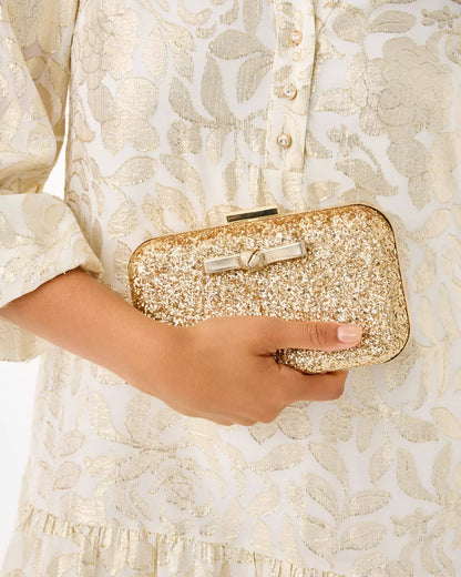 WANDA BOW GLITTER CLUTCH