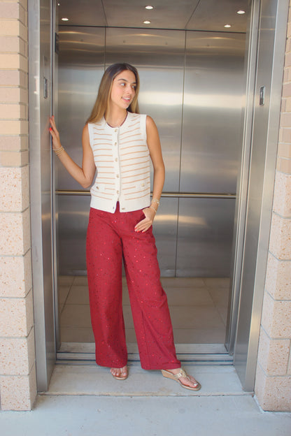 Maroon Rhinestone Jean