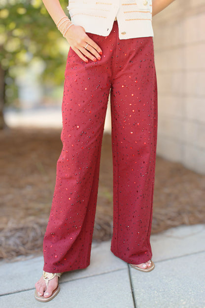 Maroon Rhinestone Jean