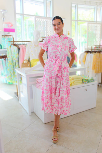 Claire Eyelet Button Up Midi Dress