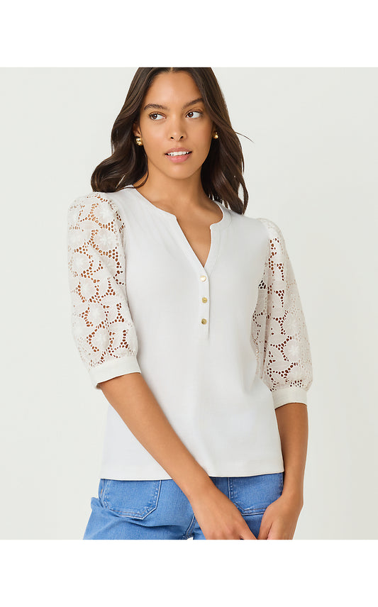 RONSON EYELET KNIT TOP