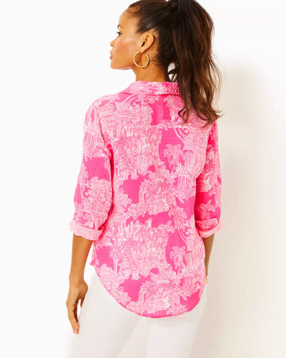 SEA VIEW BUTTON DOWN ROXIE PINK PB ANNIVERSARY TOILE