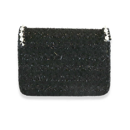 Pearl Trim Tweed Purse - Black