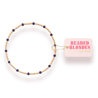 Navy Dainty Poppi Bracelet | Gold / Standard 6.75 inch