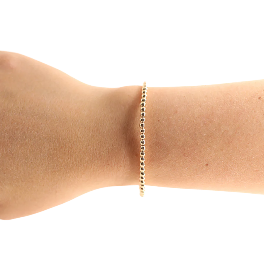 3MM Gold Beaded Bracelet | Standard 6.75 inch