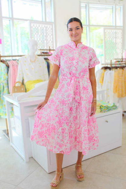 Claire Eyelet Button Up Midi Dress