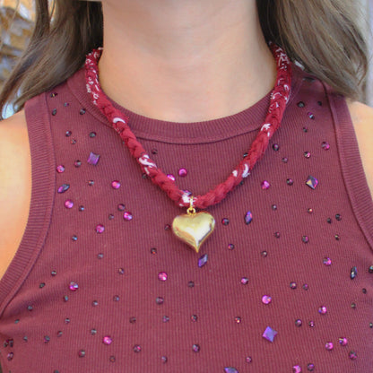 Gameday Love Bandana Necklace, Maroon