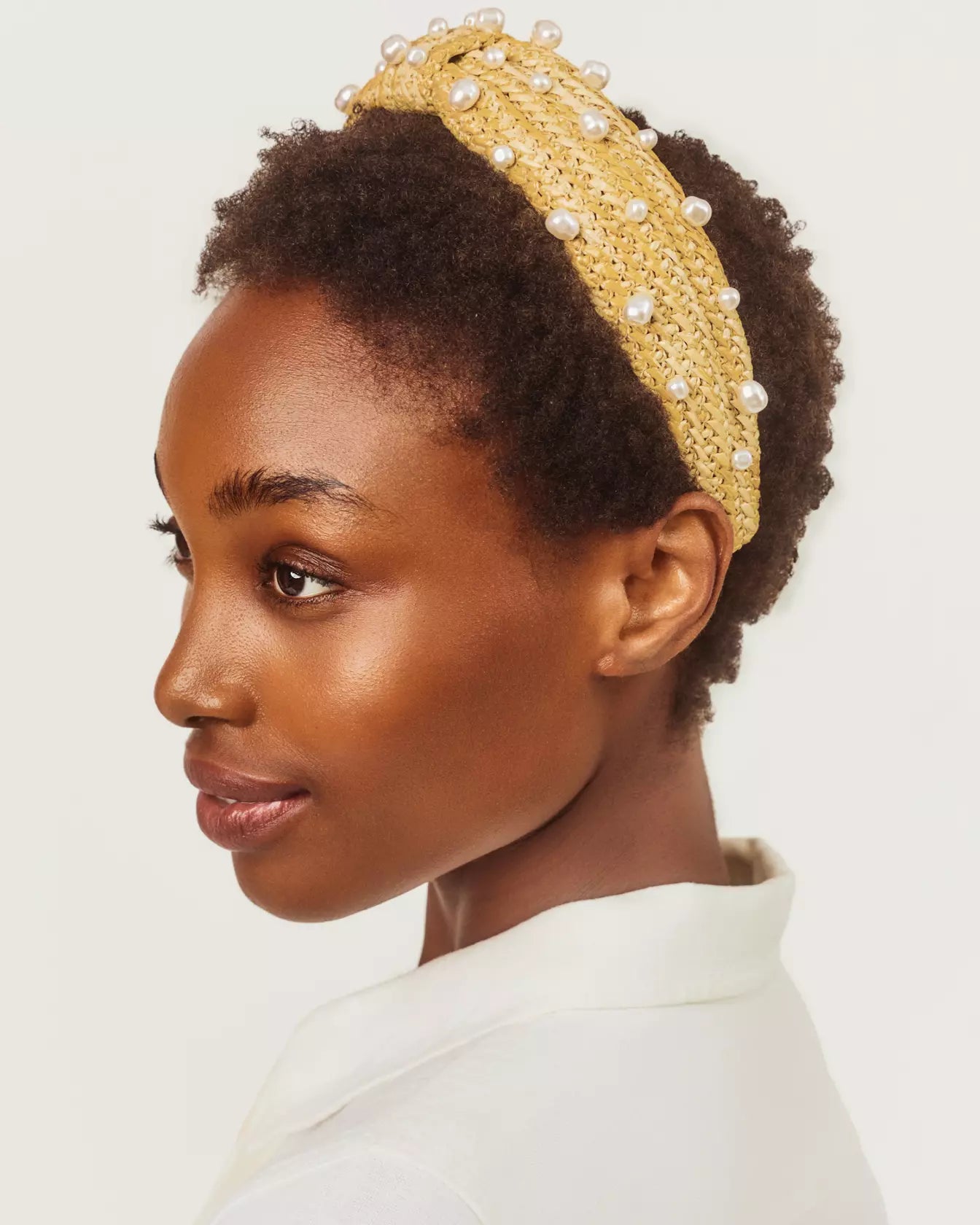 Embellished Low Knot Headband, Raffia
