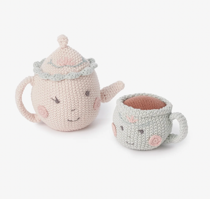 Hazel & Annie Tea Pot & Teacup Hand-Crocheted Rattle Set