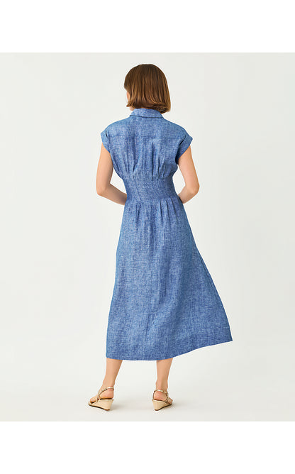 TONYA LINEN MIDI SHIRTDRE