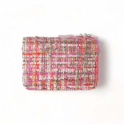Big Heart Tweed Purse - Fuchsia