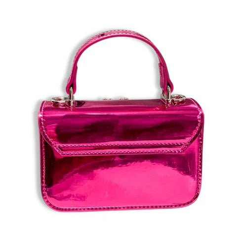 Rhinestone Decor Patent Purse - Fuchsia