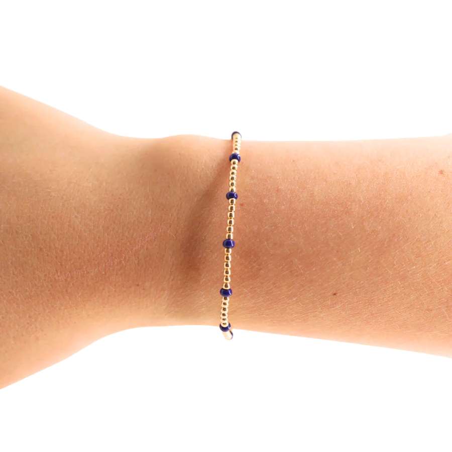 Navy Dainty Poppi Bracelet | Gold / Standard 6.75 inch