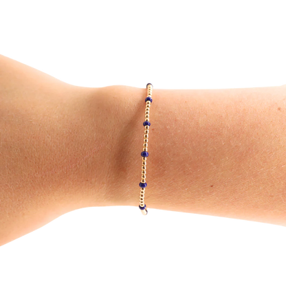 Navy Dainty Poppi Bracelet | Gold / Standard 6.75 inch