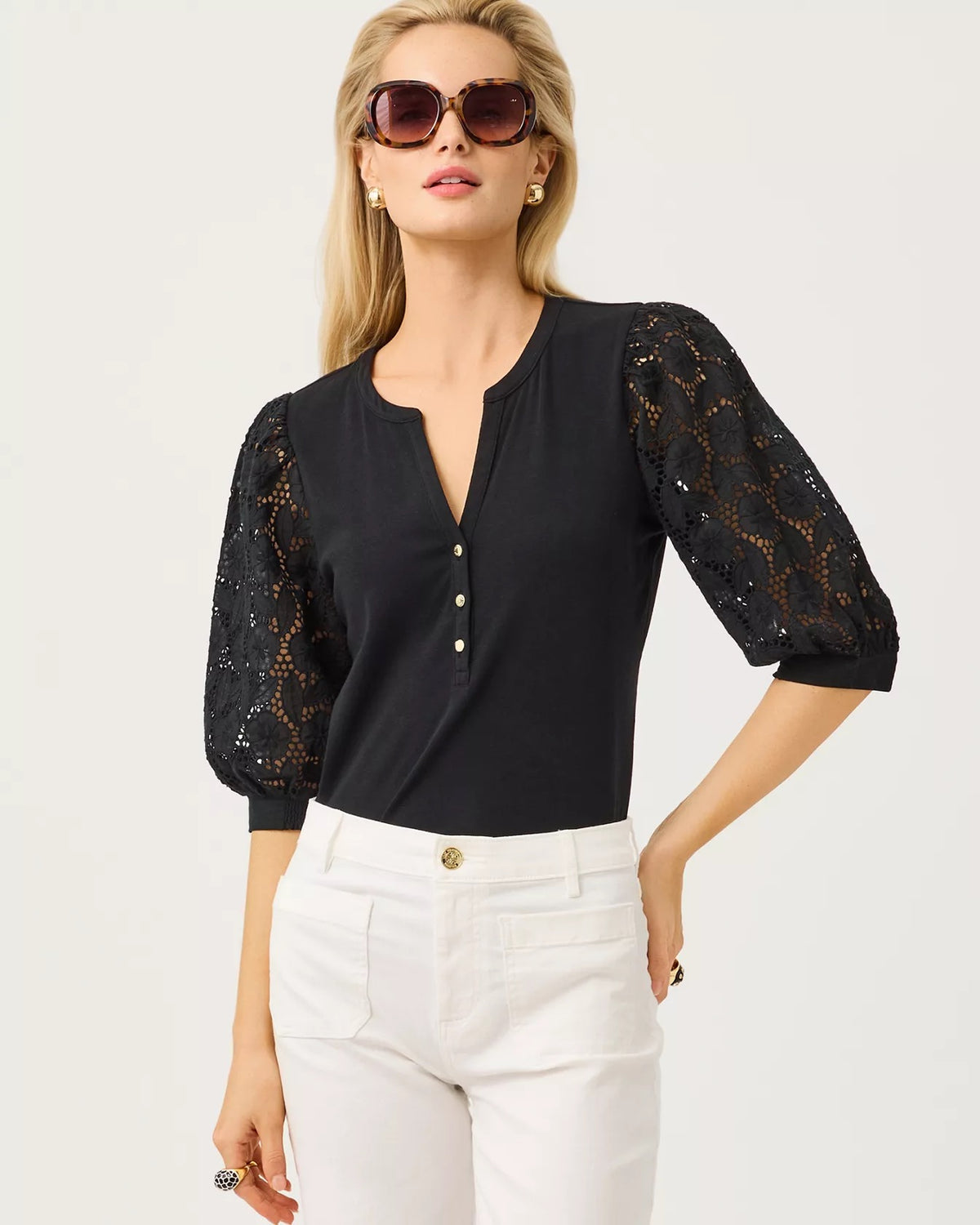 RONSON EYELET KNIT TOP