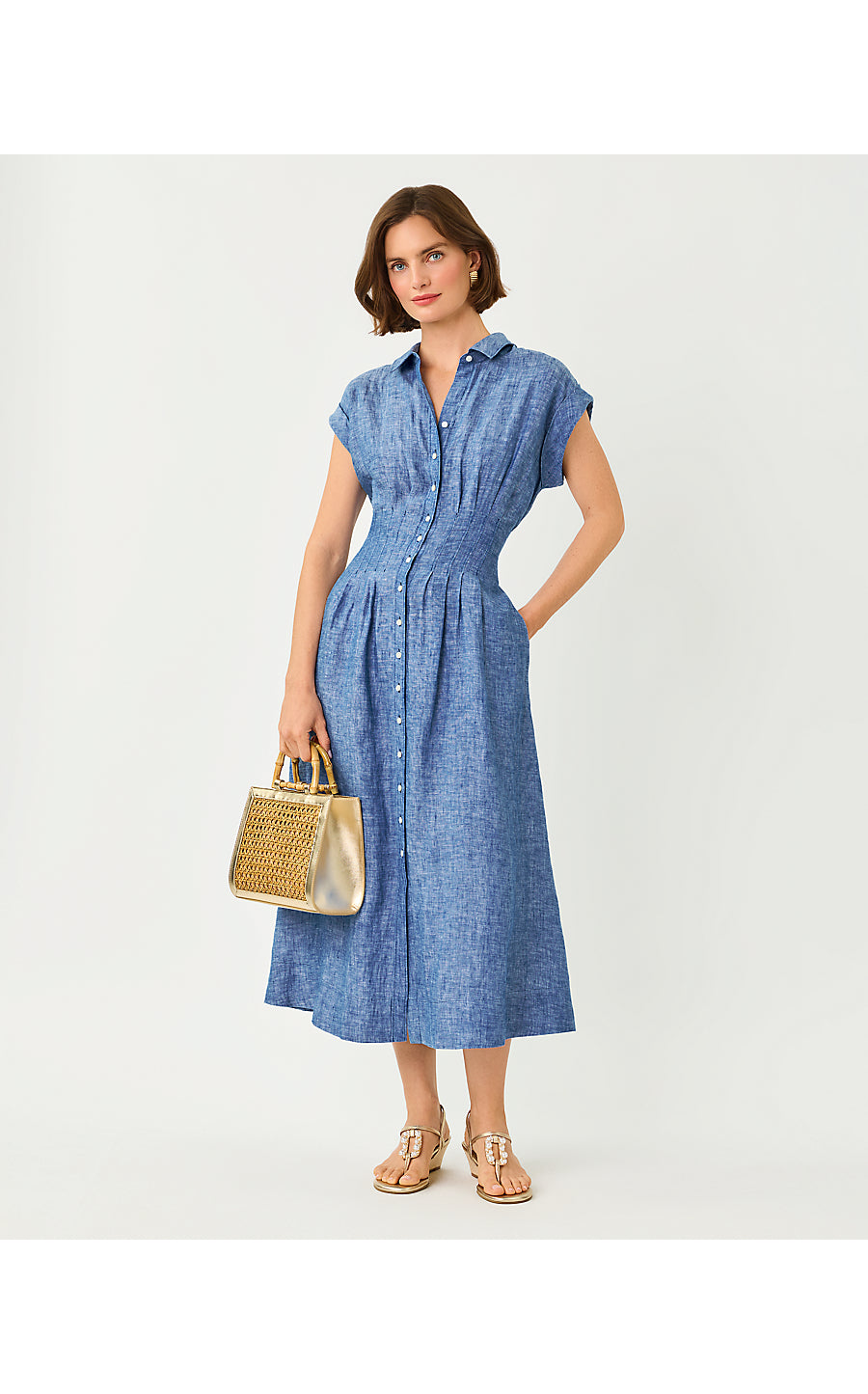 TONYA LINEN MIDI SHIRTDRE