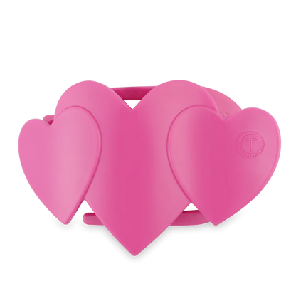 PINK HEART TO HEART LARGE FLAT HAIR CLIP