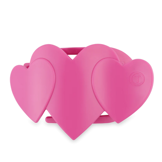 PINK HEART TO HEART LARGE FLAT HAIR CLIP