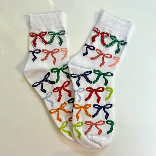 White Multi Bow Socks