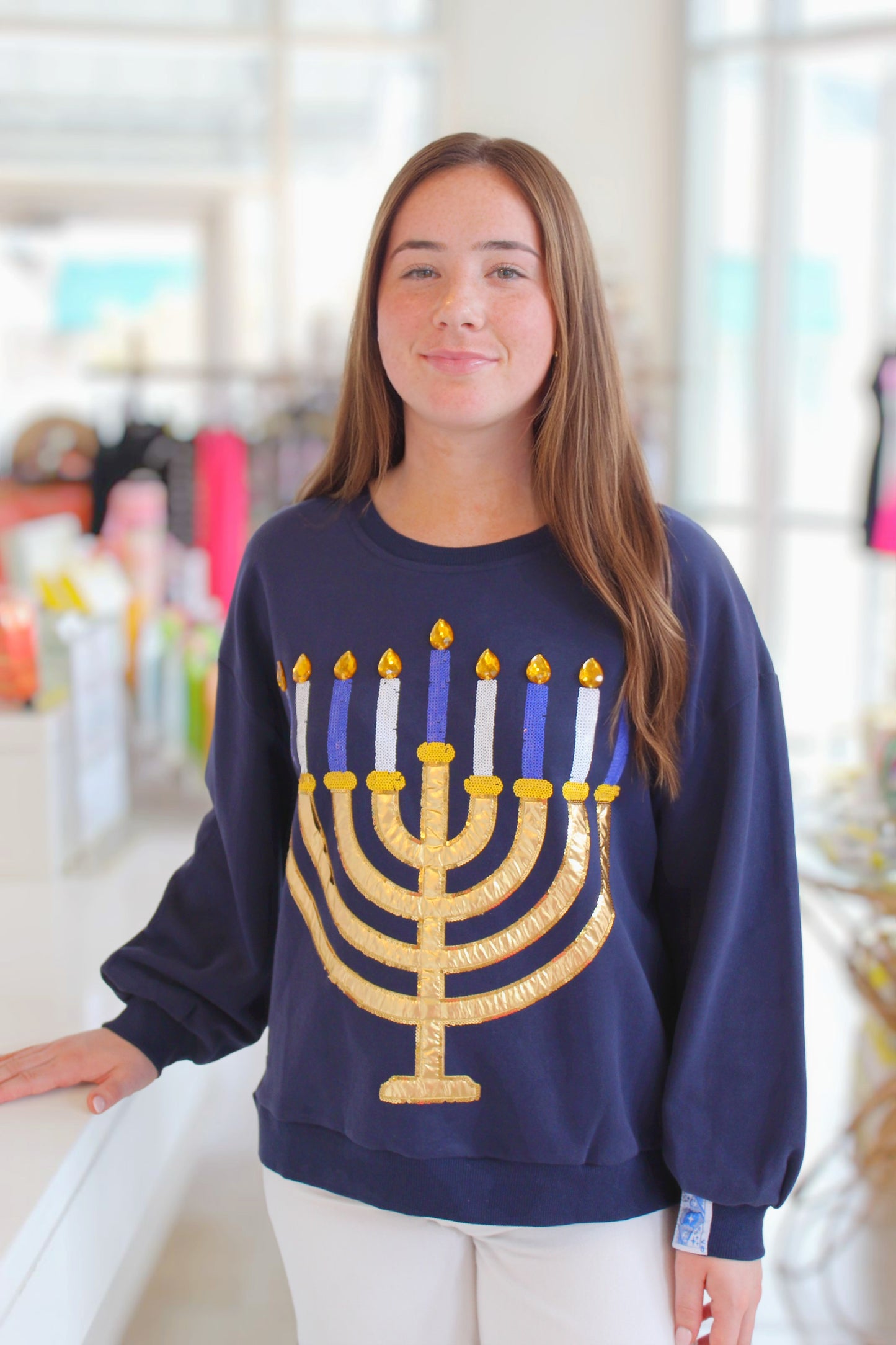 Navy Menorah Sweatshirt