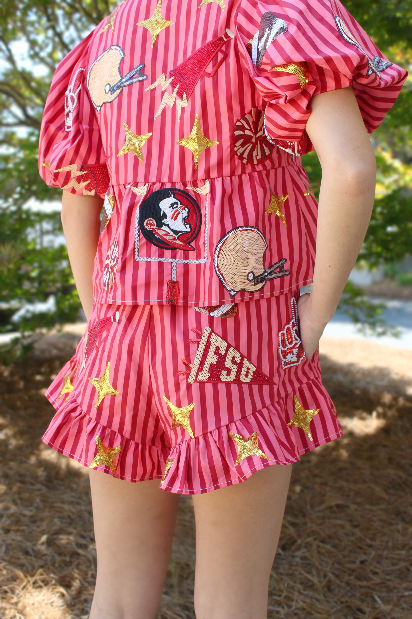 FSU Striped Ruffle Short