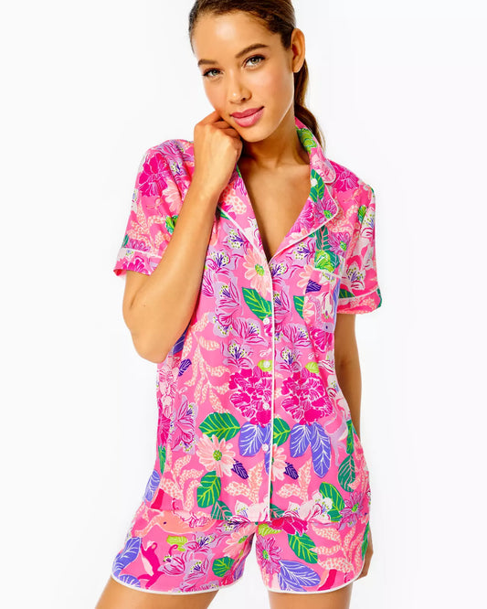 TEAGAN PJ WOVEN SS TOP